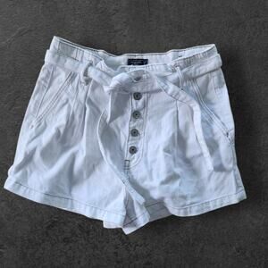 Abercrombie& Fitch Shorts Womens Sz 29/8 White Button Fly Hi-rise Belted Pleated